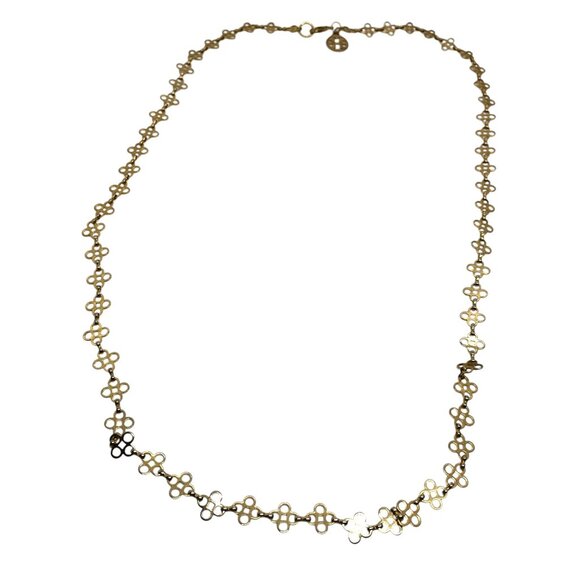 TORY BURCH SIGNATURE LOGO GOLD TONE CHAIN LINK NECKLACE LONG 32" LENGTH LAYERING - Picture 4 of 12